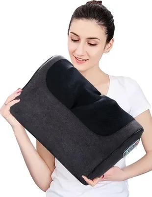 Produktbild von Massagekissen, Infrarot-Heizung, Shiatsu-Gerät, EU-Stecker, sechs Tasten schwarz