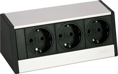 Produktbild von Evoline R-Dock Steckdosenelement 3xSchuko alufarbig, schwarz - Tischsteckdose, 3 Schukosteckdosen, alufarbig, schwarz, max. 3500W, 1 Stück