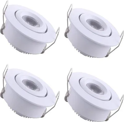 Zdjęcie produktu dla 4 sztuki mini wpuszczanych reflektorów okrągłych - regulowane, plafoniery LED - 3W, ciepła biel - 220 lumenów - idealne do kuchni, salonu i sypialni