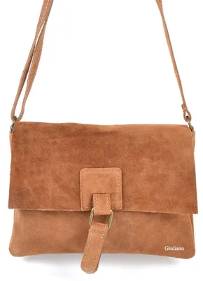 Productafbeelding van Giuliano Suede schoudertas Ismay - Suede - Dames -  Italy - Cognac