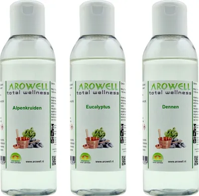 Produktbild von Arowell - Alpenkräuter Eukalyptus Zirbe Saunaaufguss Saunaduftaufguss Konzentrat - 3x 250 ml