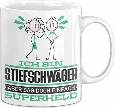 Produktbild von Stiefschwäger Geschenk Tasse Ich Bin Stiefschwäger Aber Sag Doch Einfach Superheld Lustige Geschenkdiee für Stiefschwäger Kaffee-Becher (Weiß)