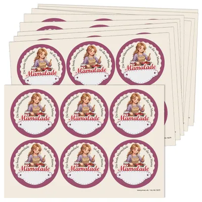 Produktbild von PRICARO Etiketten Marmelade Sticker, "Mamalade", A5, 60 Stück