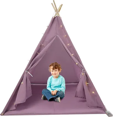 Image de Tentes pour enfants 120*120*140cm Tente de jeux pour enfants sol debout Tente de jeux avec lumière (Violet)