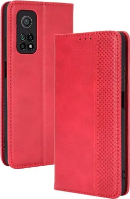 Produktbild von Xiaomi Mi 10T Pro Hülle - Coverup Vintage Style Klapphülle - Rot
