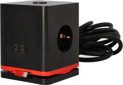 Produktbild von Unitec Steckdosenwürfel mit Schalter 3-fach inkl. 3x USB A/C 1,4 m