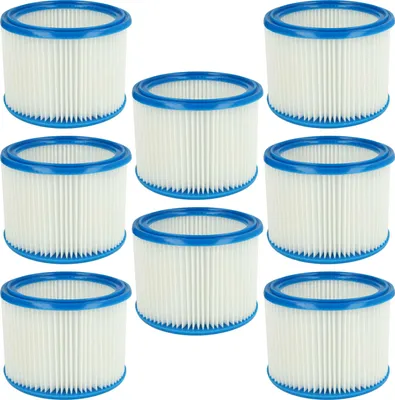 Produktbild von vhbw 8x Faltenfilter kompatibel mit Makita VC3011L, VC2512L, VC3012M, VC3511L, VC2012L, P-70219, VC2010L, VC2511, VC3012L Staubsauger - Patronenfilter Blau Weiß