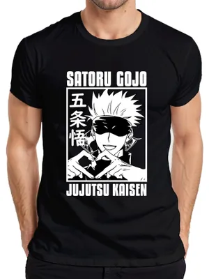 Produktbild von Satoru Gojo Jujutsu Kaisen Anime Fan Geschenk Augenbinde Herzhand Herren T-Shirt, Schwarz, L