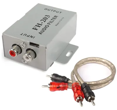 Imagen del producto de Filtro de supresión de ruido para vehículos, con 2 canales RCA, con carcasa de aluminio, para sistemas de audio de automóviles
