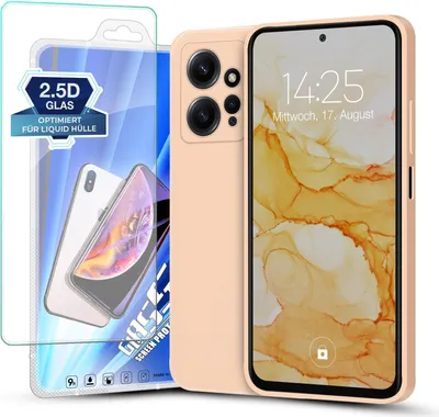 Produktbild von Hülle für Xiaomi Redmi Note 12 mit 9H Displayglas Displayschutz Plus Case Cover Bumper Silikon Softgrip Schutzhülle Farbe: Rosa