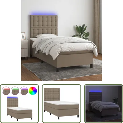 Produktbild von The Living Store Boxspringbett mit Matratze & LED Taupe 100x200 cm Stoff