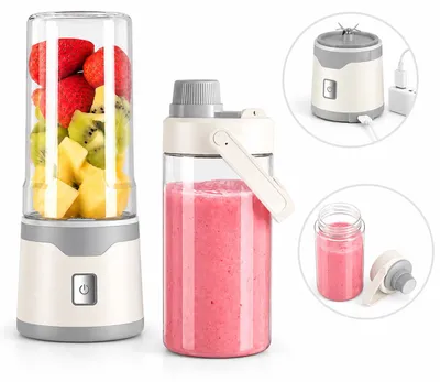 Produktbild von Tragbarer Mini Mixer USB-C wiederaufladbar, Smoothie Mixer mit 18 Klingen und 450ml Becher für Zuhause, Büro und Reise