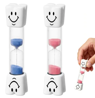 Produktbild von Set mit 2 bunten Sanduhren für Kinder, jeweils 3 Minuten lang