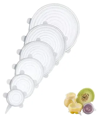 Silikondeckel-Set, 6-teilig, transparent, luftdicht, wiederverwendbar