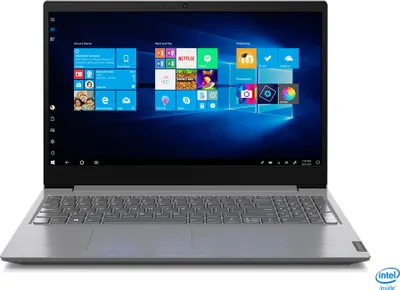 A silver Lenovo laptop with a Windows 10 operating system displayed on the screen.