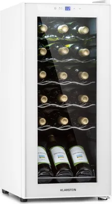 Produktbild von Klarstein Weinkühlschrank, 1 Zonen Getränkekühlschrank Klein, Freistehender Kleiner Weinschrank, 50L Wein-Kühlschrank mit Glastür, Indoor/Outdoor Flaschenkühlschrank, Wine Fridge 18 Flaschen