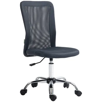 Produktbild von Vinsetto Ergonomischer Bürostuhl, Bürosessel, höhenverstellbar, Chromgestell, 360° drehbar, dunkelgrauer Netzbezug