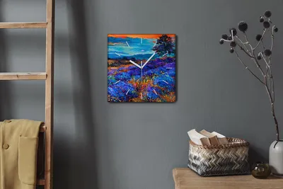 Produktbild von Coloray Hodiny Unikátní 30x30 cm  Tiché hodiny Pro obývací pokoj a kuchyň Nástěnné hodiny Plátno Bílé ručičky hodin - Květy stromů příroda