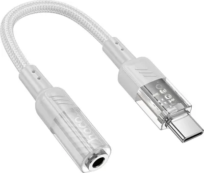 Produktbild von HOCO Adapter AUX Typ C auf Klinke 3,5 mm LS37 0,15 m transparent grau