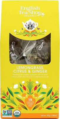 Obrázek produktu pro English Tea Shop Čaj Citronová tráva, zázvor, citruspyramidový, 15 pyramidek