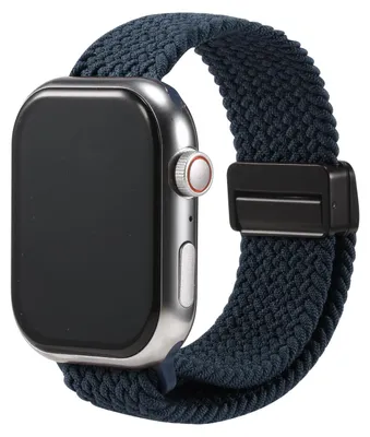 Produktbild von Nylon Loop Ersatzarmband für Apple Watch 1 2 3 4 5 6 7 8 9 10 11 SE 1 2 3 mit 38/40/41/42mm Geflochtenes Textilarmband Sturmblau Verstellbares Smartwatch Armband Größe Universal