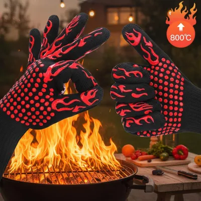 Produktbild von Grillhandschuhe hitzebeständig feuerfeste Kochhandschuhe für Grill BBQ