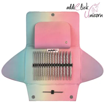 Produktbild von addiClick Unicorn Lace Long Rundstricknadel-Set spiralförmige Nadelspitzen 3,5-8 mm