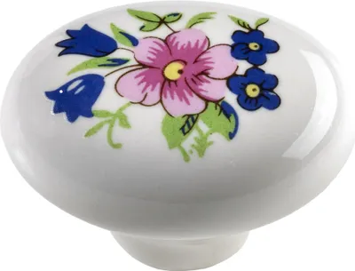 Produktbild von Hettich Möbelknopf weiß mit floralem Motiv 22,0 x 30,0 mm - 1 Stück