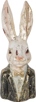 Produktbild von Clayre & Eef Dekorationsfigur Kaninchen 32 cm Weiß Grün Kunststoff