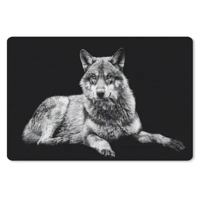 Produktbild von MuchoWow® Schreibtischunterlage Wildlife - Wolf - Schwarz - Weiß 60x40 cm - XXL Mauspad - Großes Mauspad