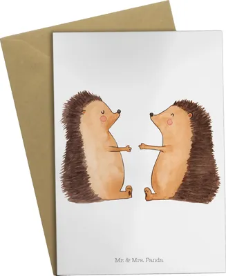 Produktbild von Mr. & Mrs. Panda babykarte Igel Liebe - Weiß - Geschenk, dankeskarten, Partner, einladungskarten, Freundin, Grußkarten, Grußkarte, Hochzeit, weihnachtskarten, osterkarten