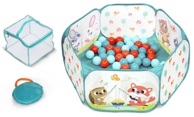 Produktbild von B. toys Mini Playspace Ballgrube, faltbar mit 42 bunten Bällen