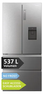 Produktbild von Haier French Door Kühl-Gefrierkombination I 83 cm Breite, 537 L I French Door Kühlschrank mit Wasserspender, Wi-Fi & No Frost I Doppeltür Kühlschrank mit Gefrierfach I FD 83 SERIE 7 HFW7819EWMP