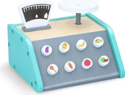 Produktbild von Kinder Spiel Waage aus Holz für Kaufladen Spielküche