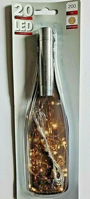 Produktbild von 20er LED Flaschenlicht Timer Stab Korken Draht-Lichterkette Weinflasche