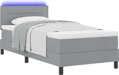 Imagen del producto de Base de cama con somier y colchón, color gris claro, 100 x 200 cm, tejido