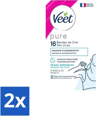Obrázok produktu pre Veet - Depilačné prúžky - Podpažie - Hypoalergénne Minima - 16 prúžkov - Hodnotné balenie - 2 kusy