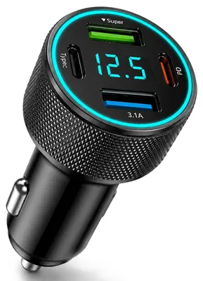 4-in-1 USB-C Autolader, 45 W, PPS PD, 12 V/24 V, schwarz