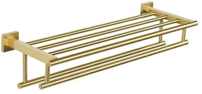Obrázok produktu pre Uniqoos® Nerezový držiak na uteráky na zavesenie na stenu (SUS304), zlatá trojitá povrchová úprava, 60 x 20 x 13 cm, vhodný do kúpeľne a kuchyne, vrátane skrutiek a hmoždín
