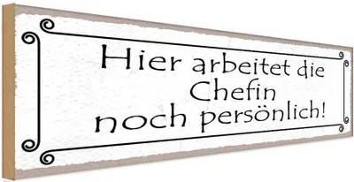 Produktbild von vianmo Holzschild 10x27 cm hier arbeitet Chefin persönlich Beruf Arbeit