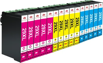 A row of ink cartridges for an Epson printer.