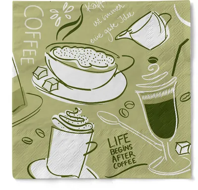 Produktbild von Tissue Serviette Tasty Coffee in Oliv, 3-lagig, 33 x 33 cm, 100 Stück - Mank