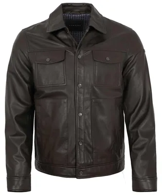 Produktbild von Bugatti - Herren Echtleder Lederjacke Fieldjacket-Schnitt Lammnappa dunkelbraun