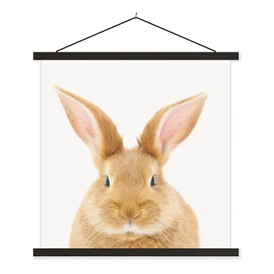 Produktbild von MuchoWow® Textilposter Kinder - Kaninchen - Kind - Mädchen - Jungen 60x60 cm mit schwarzem Rahmen - Posteraufhänger