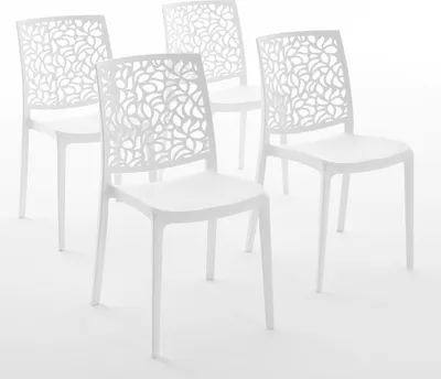 Immagine prodotto di set di 4 sedie impilabili in polipropilene con fibra di vetro per esterni e giardino, bar e ristorante, cucina design moderno - ANNA - Bianco
