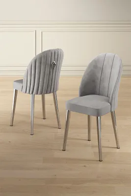 Produktbild von Skye Decor, Mara - Grey, Chrome, Stuhlset (6-teilig), Grau, Rahmen: 100 % METALL, 45 x 91 x 42 cm