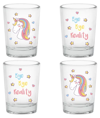Produktbild von EinhornLiebe - Einhorn Schnapsgläser - Bye Bye Reality (4 Stück) Pinnchen Gläser Unicorn Shotglas