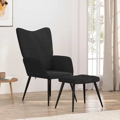 Obrázek produktu pro vidaXL Relaxační křeslo s taburetem Černá látka