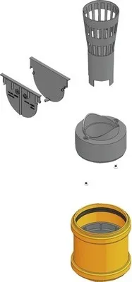 Produktbild von Hauraton TOP X Anschluss-Set mit Stirnwand, Laubfang, Geruchsverschluss und Adapter schwarz DN/OD 75 mm / 110 mm