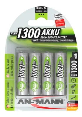 Produktbild von Ansmann NiMH-Akku Mignon 1300mAh 4er-Blister